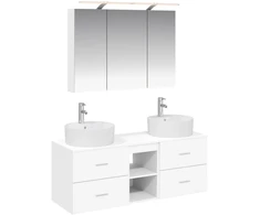 Vonios baldų rinkinys 4 pcs Balta Apdirbta mediena ir stiklas
