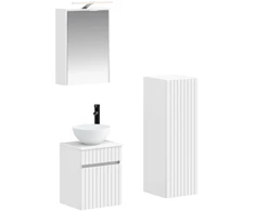 Vonios baldų rinkinys 4 pcs Balta Apdirbta mediena ir stiklas