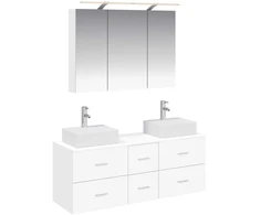 Vonios baldų rinkinys 4 pcs Balta Apdirbta mediena ir stiklas