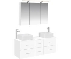 Vonios baldų rinkinys 4 pcs Balta Apdirbta mediena ir stiklas