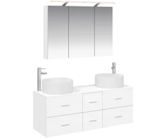 Vonios baldų rinkinys 4 pcs Balta Apdirbta mediena ir stiklas