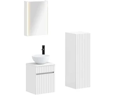 Vonios baldų rinkinys 4 pcs Balta Apdirbta mediena ir stiklas