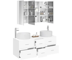 Vonios baldų rinkinys 4 pcs Balta Apdirbta mediena ir stiklas