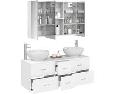 Vonios baldų rinkinys 4 pcs Balta Apdirbta mediena ir stiklas