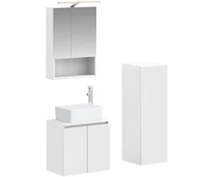 Vonios baldų rinkinys 4 pcs Balta Apdirbta mediena ir stiklas