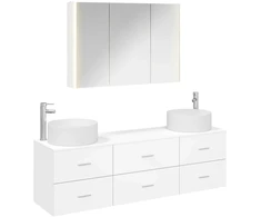 Vonios baldų rinkinys 4 pcs Balta Apdirbta mediena ir stiklas