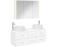 Vonios baldų rinkinys 4 pcs Balta Apdirbta mediena ir stiklas