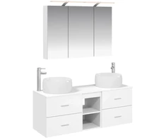 Vonios baldų rinkinys 4 pcs Balta Apdirbta mediena ir stiklas
