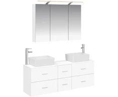 Vonios baldų rinkinys 4 pcs Balta Apdirbta mediena ir stiklas