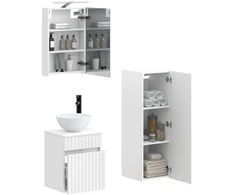 Vonios baldų rinkinys 4 pcs Balta Apdirbta mediena ir stiklas