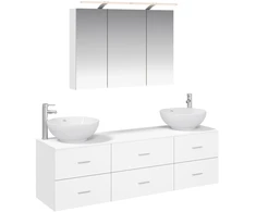 Vonios baldų rinkinys 4 pcs Balta Apdirbta mediena ir stiklas