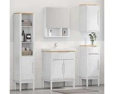 Vonios baldų rinkinys FLORO 4 pcs Balta Kietas pušies medis