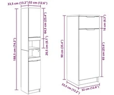 Vonios baldų rinkinys 4 vnt. Senas medis 64,5 x 33,5 x 59 cm
