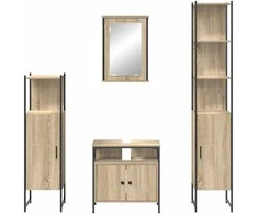 Vonios baldų rinkinys 4 pcs Sonoma ąžuolas Apdirbta mediena
