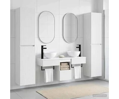 Vonios baldų rinkinys 5 vnt. Balta 33 x 34,5 x 160 cm