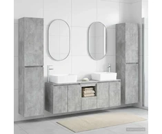 Vonios baldų rinkinys 5 vnt. Betono pilka 33 x 34,5 x 160 cm