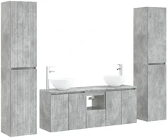Vonios baldų rinkinys 5 vnt. Betono pilka 33 x 34,5 x 160 cm