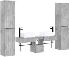 Vonios baldų rinkinys 5 vnt. Betono pilka 33 x 34,5 x 160 cm