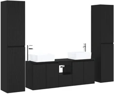 Vonios baldų rinkinys 5 vnt. Juoda 33 x 34,5 x 160 cm