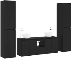 Vonios baldų rinkinys 5 vnt. Juoda 33 x 34,5 x 160 cm