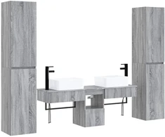 Vonios baldų rinkinys 5 vnt. Pilka Sonoma 33 x 34,5 x 160 cm