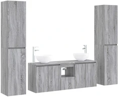 Vonios baldų rinkinys 5 vnt. Pilka Sonoma 33 x 34,5 x 160 cm