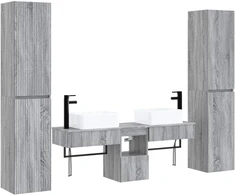 Vonios baldų rinkinys 5 vnt. Pilka Sonoma 33 x 34,5 x 160 cm