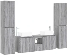 Vonios baldų rinkinys 5 vnt. Pilka Sonoma 33 x 34,5 x 160 cm