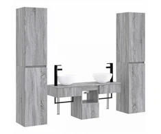 Vonios baldų rinkinys 5 vnt. Pilka Sonoma 33 x 34,5 x 160 cm