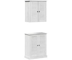 Vonios baldų rinkinys su lentyna 2 pcs Balta ir senovinė balta