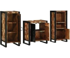 Vonios baldų rinkinys su stalčių 3 pcs Kietas atkurtas medis (Atnaujinta)