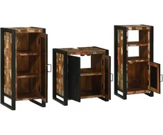 Vonios baldų rinkinys su stalčių 3 pcs Kietas atkurtas medis (Atnaujinta)