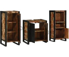 Vonios baldų rinkinys su stalčių 3 pcs Kietas atkurtas medis (Atnaujinta)