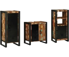 Vonios baldų rinkinys su stalčių 3 pcs Kietas atkurtas medis (Atnaujinta)