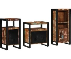 Vonios baldų rinkinys su stalčių 3 pcs Kietas atkurtas medis (Atnaujinta)