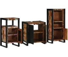 Vonios baldų rinkinys su stalčių 3 pcs Kietas atkurtas medis (Atnaujinta)