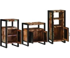 Vonios baldų rinkinys su stalčių 3 pcs Kietas atkurtas medis (Atnaujinta)