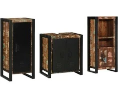 Vonios baldų rinkinys su stalčių 3 pcs Kietas atkurtas medis (Atnaujinta)