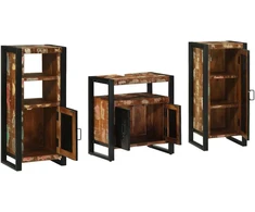 Vonios baldų rinkinys su stalčių 3 pcs Kietas atkurtas medis (Atnaujinta)