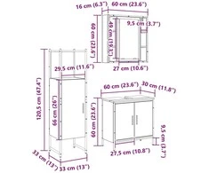Vonios baldų rinkinys su lentyna 3 pcs Ruda Apdirbta mediena