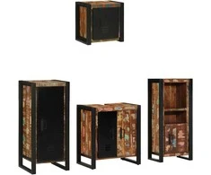 Vonios baldų rinkinys su stalčių 4 pcs Kietas atkurtas medis (Atnaujinta)