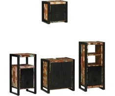 Vonios baldų rinkinys su stalčių 4 pcs Kietas atkurtas medis (Atnaujinta)