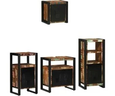 Vonios baldų rinkinys su stalčių 4 pcs Kietas atkurtas medis (Atnaujinta)