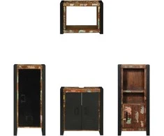 Vonios baldų rinkinys su stalčių 4 pcs Kietas atkurtas medis (Atnaujinta)