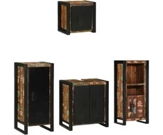 Vonios baldų rinkinys su stalčių 4 pcs Kietas atkurtas medis (Atnaujinta)