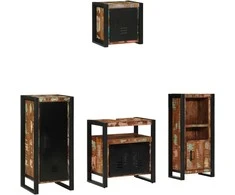 Vonios baldų rinkinys su stalčių 4 pcs Kietas atkurtas medis (Atnaujinta)