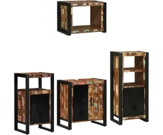 Vonios baldų rinkinys su stalčių 4 pcs Kietas atkurtas medis (Atnaujinta)