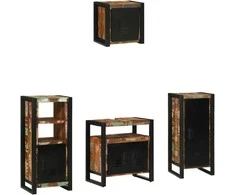 Vonios baldų rinkinys su stalčių 4 pcs Kietas atkurtas medis (Atnaujinta)