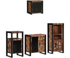 Vonios baldų rinkinys su stalčių 4 pcs Kietas atkurtas medis (Atnaujinta)
