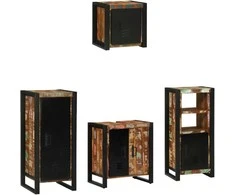 Vonios baldų rinkinys su stalčių 4 pcs Kietas atkurtas medis (Atnaujinta)